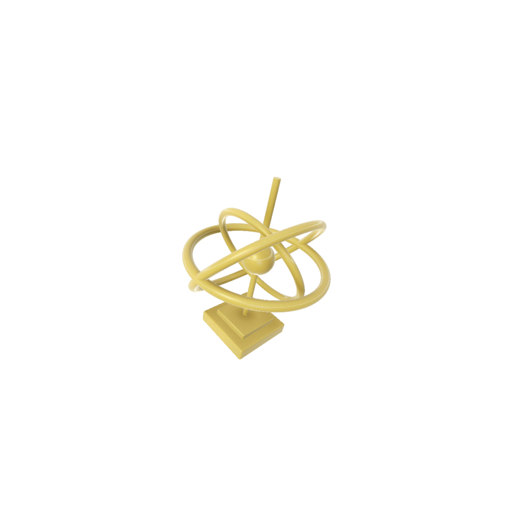 The Armillary Sphere — nested gold rings around an emissive core: the instrument that measures the heavens